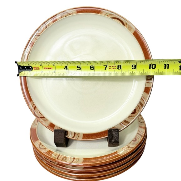 Denby Fire Chilli Swirl 10-3/8" Dinner Plates England Stoneware - Set Of 5 - Picture 3 of 4